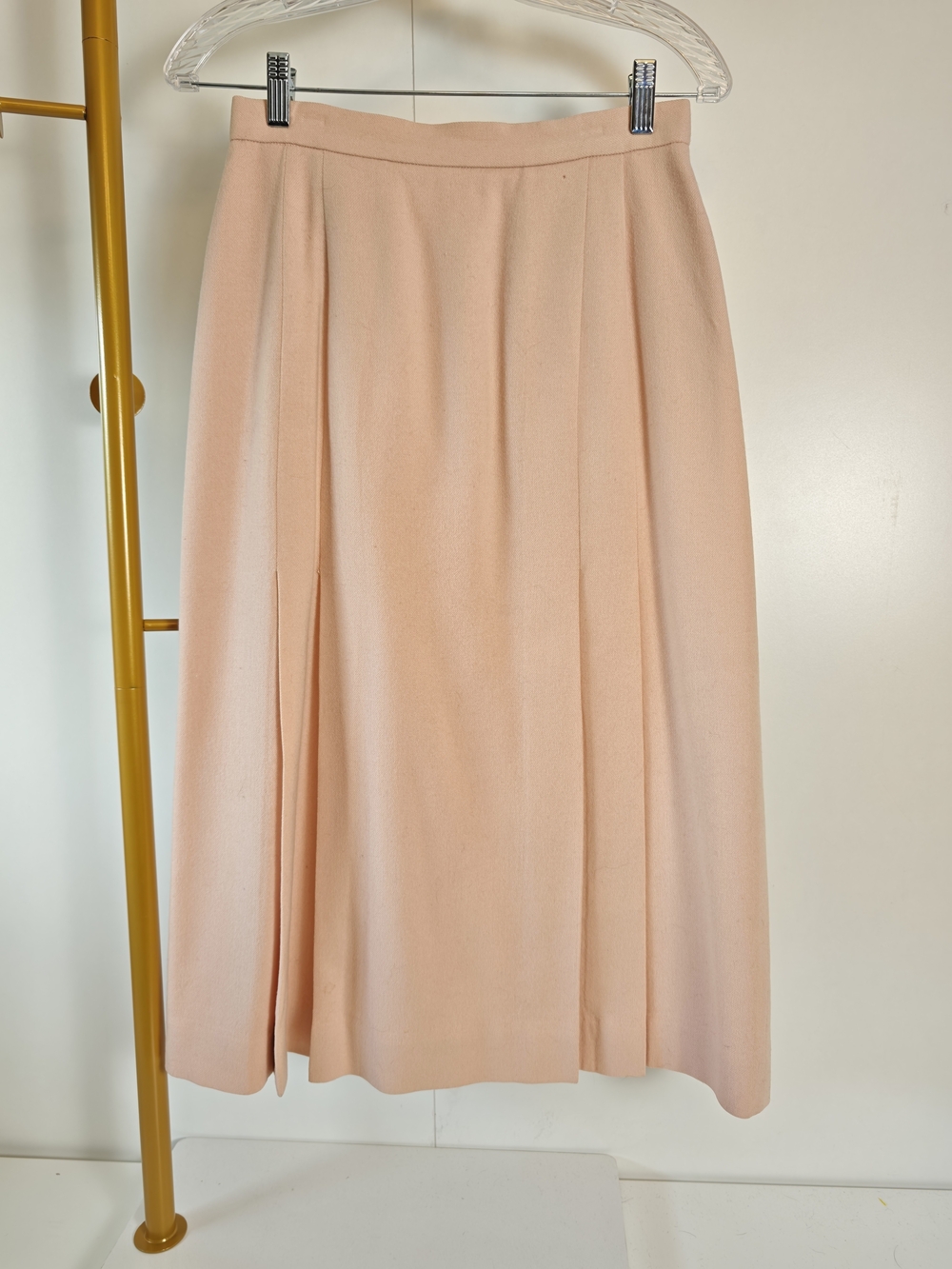 Vintage Cottage JH Collectibles Peach Pink Pleated Midi Skirt Union Made